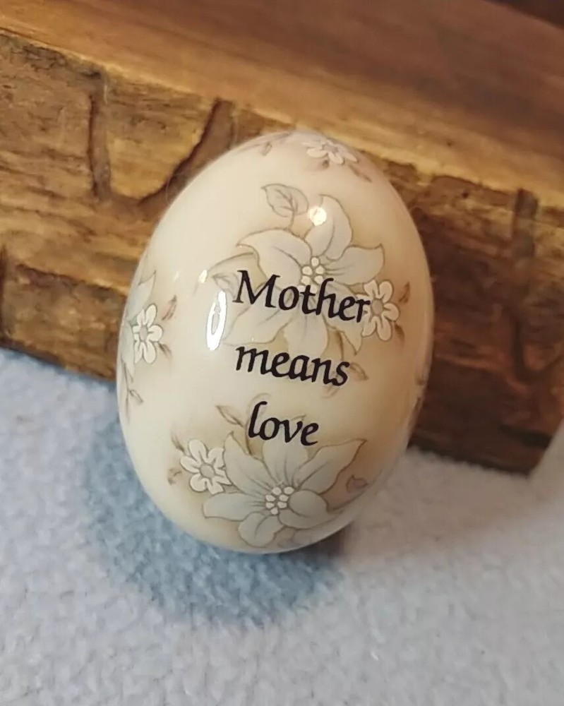 Vintage Mother Means Love Porcelain Egg Signed by The Egg Lady 2.5 Inches