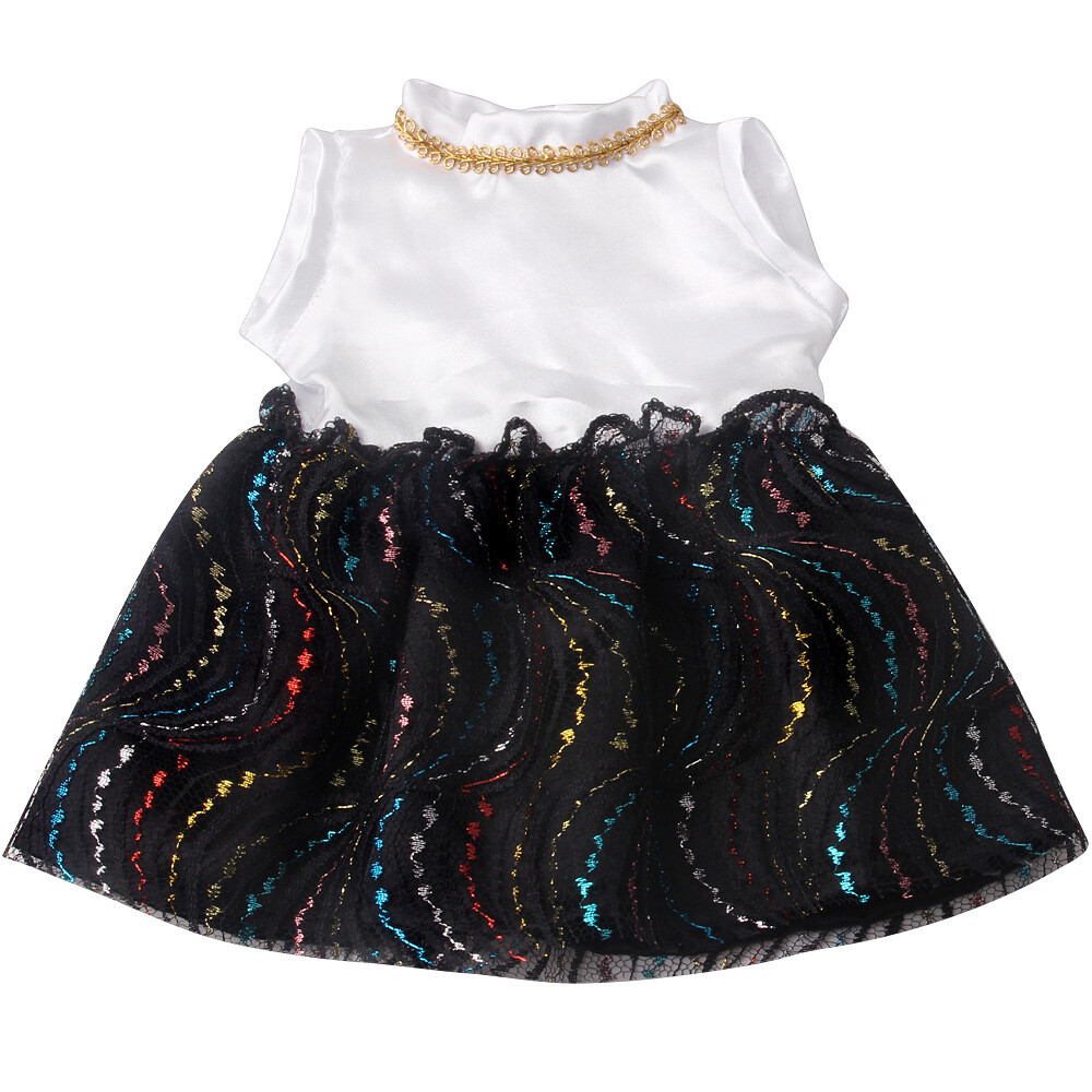 White T-shirt & black skirt set made for 18'' American girl doll party outfit