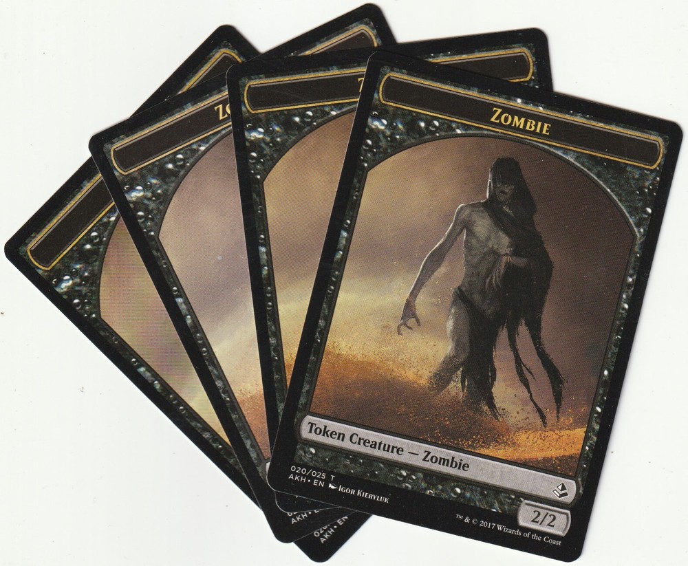 ✪ 4 MAGIC The Gathering ZOMBIE Black Token Creature PLAYSET AKH/EN 2017