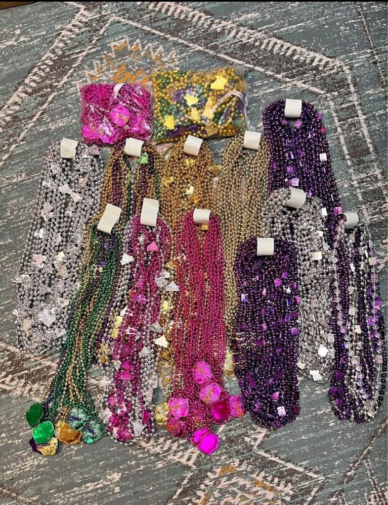 Huge Lot of Mardi Gras Beads  mixed sizes colors