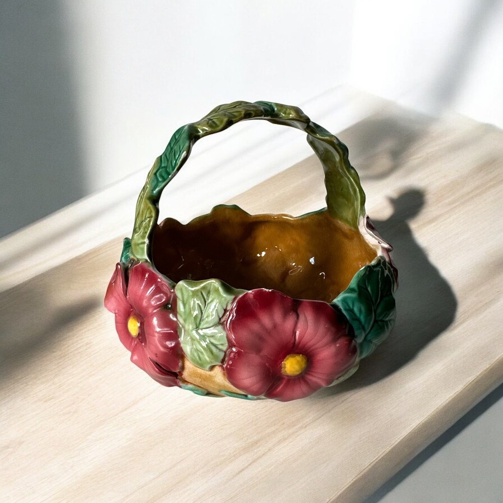 Vintage Sadek Porcelain Pansy Basket by Jay Willfred Andrea
