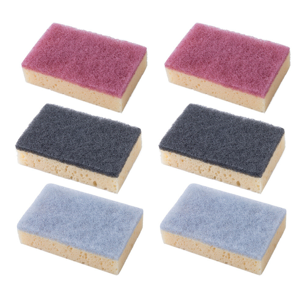 6pcs Double Sided Scouring Pad Sponge Cleaning Dishcloth Scrubber for Kitchen