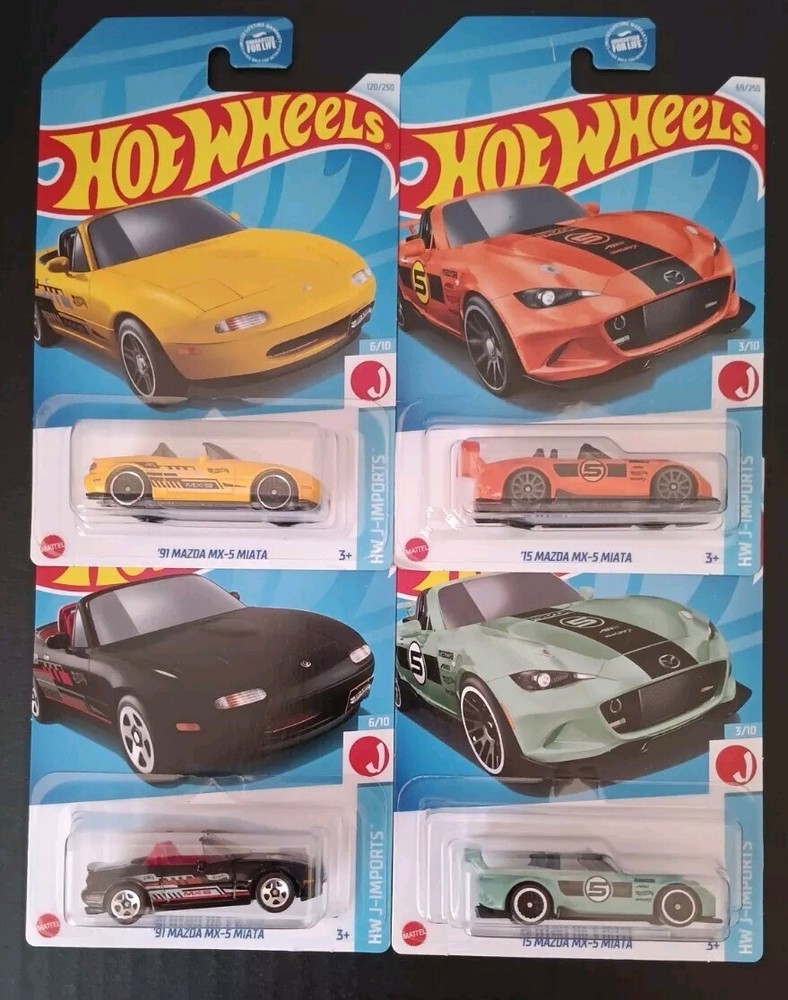 Hot Wheels ‘91 & '15 Mazda MX-5 Miata Lot- HW J-Imports 2024 6/10 Set Of 4