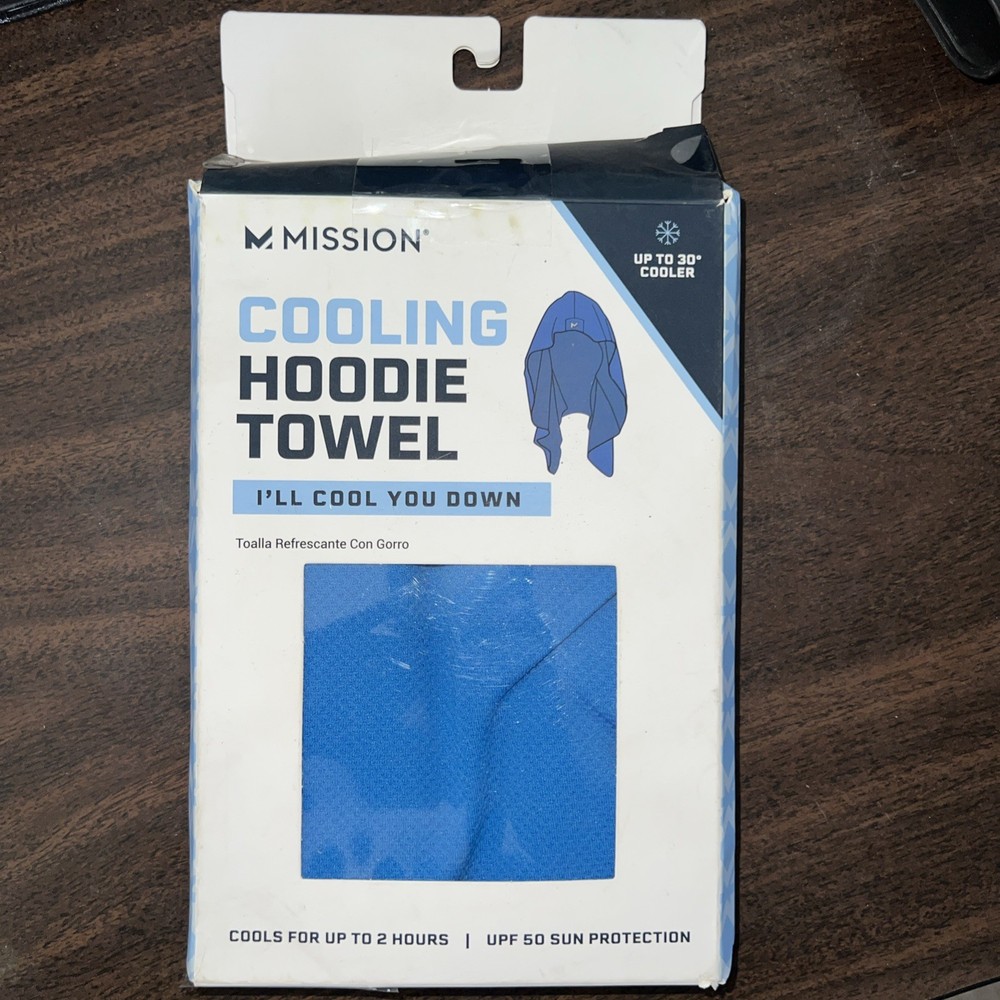 Cooling Hoodie Towel in Blue - Soft Microfiber Stays Cool for 2 Hours