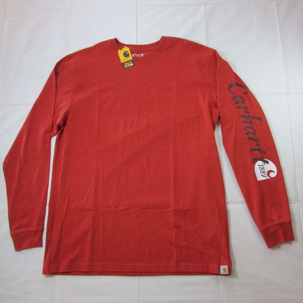 Carhartt Men's Long Sleeve Loose Fit Heavyweight Script Sleeve Graphic T-Shirt C