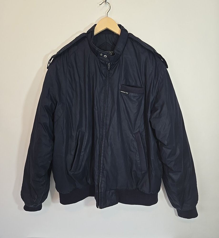 Members Only Blue Zip Front Bomber Jacket in XLT XL Tall Sizes-image