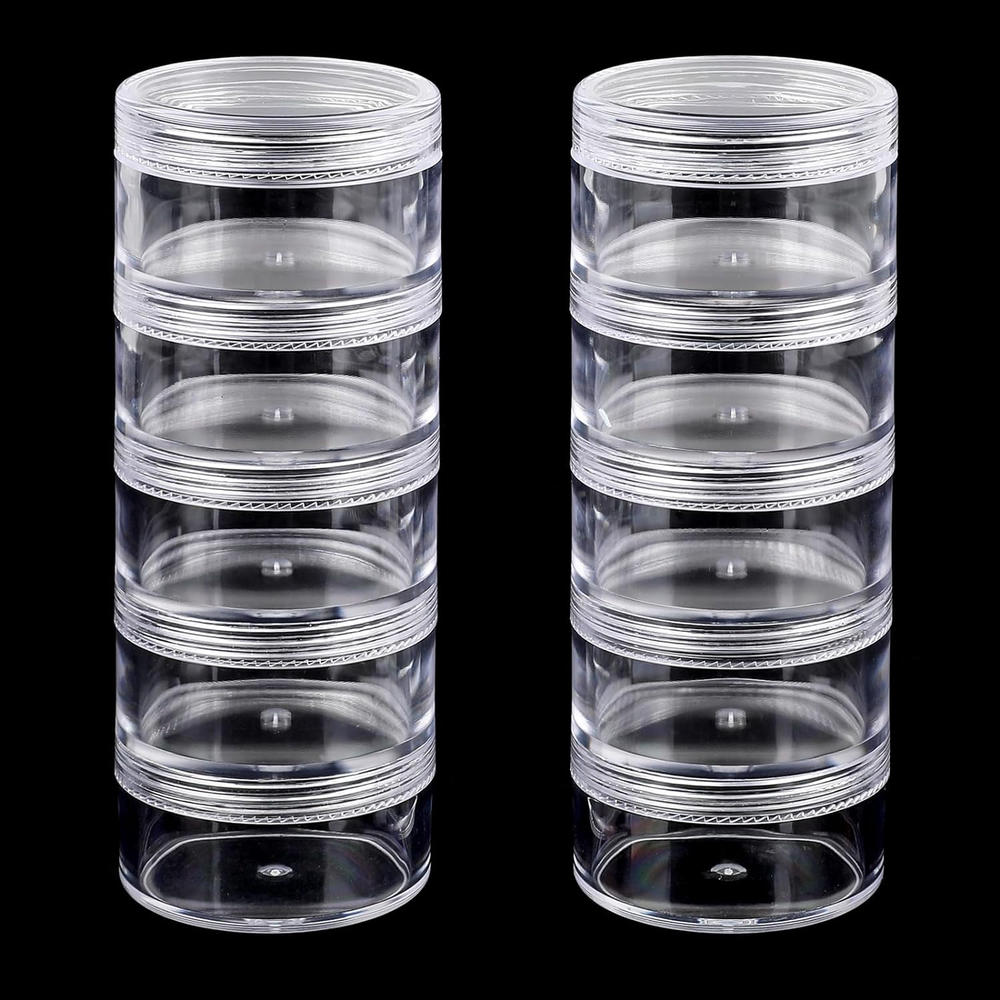 2 Sets round Stackable Containers 5 Layer Clear Stackable Bead
