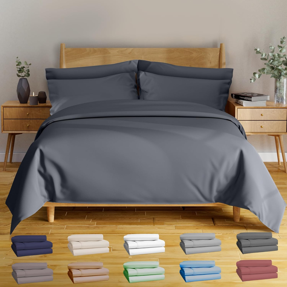 Luxury 6-Piece King Sheet Set - 100% Bamboo Viscose Soft Breathable Bedding