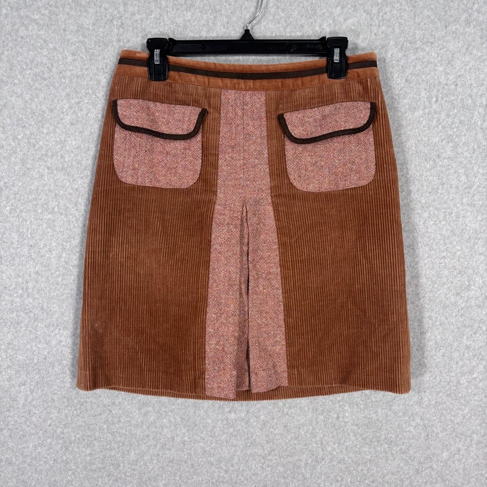 Loft Corduroy Tweed Pleated Skirt Size 8 Wool Cotton Pockets Academia 70s Retro