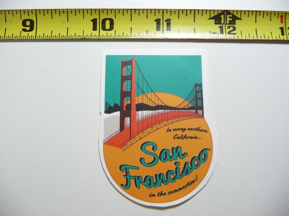 SUNNY SAN FRANCISCO GOLDEN GATE BRIDGE DECAL STICKER CAMPING TRAVEL VACATION