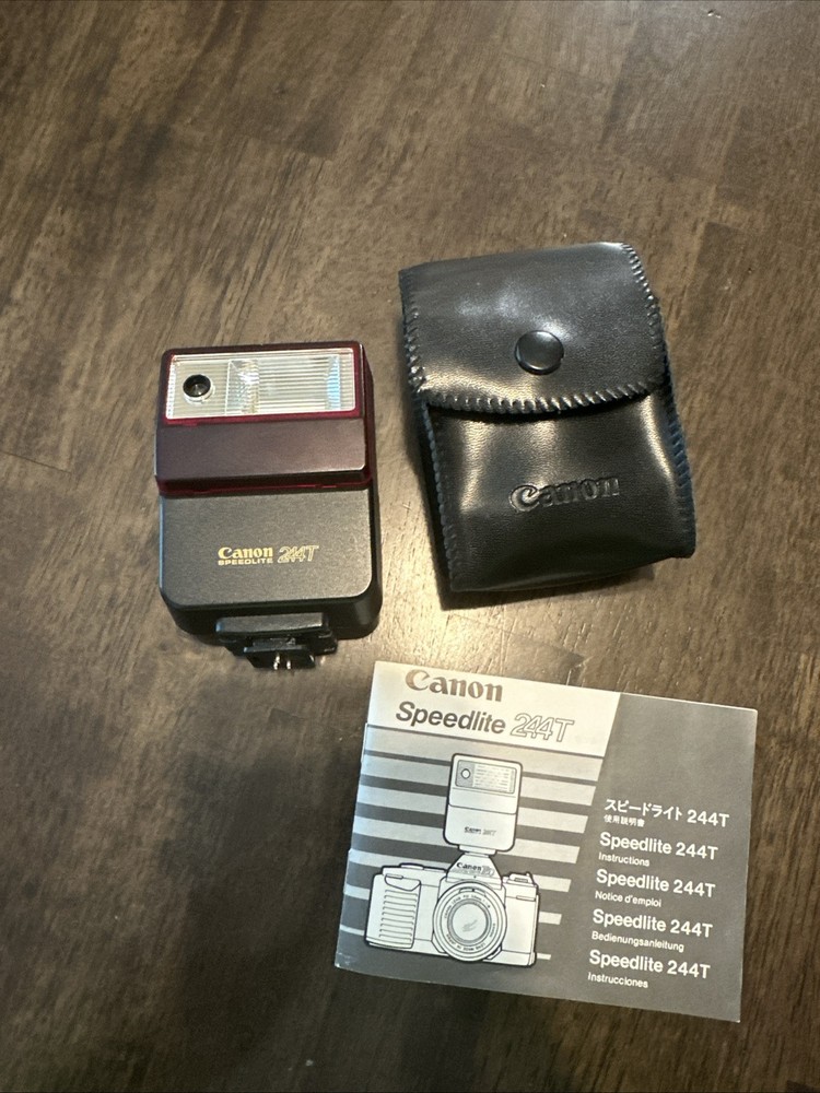 CANON Speedlite 244T Shoe Mount Flash For Film Camera With Case Vintage