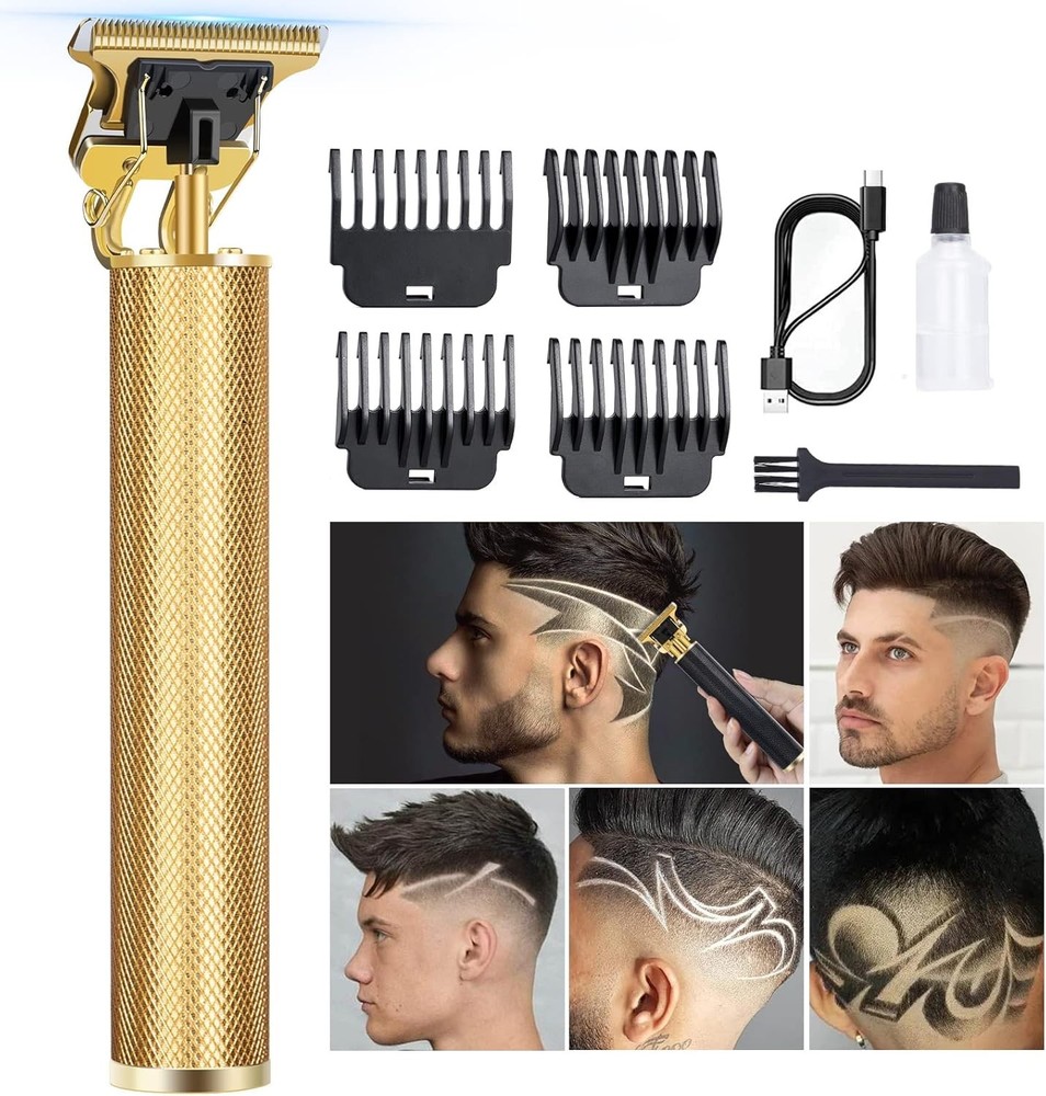 Candyfouse Rechargeable Men's Hair Clipper & Beard Trimmer with 4 Gold Attachments