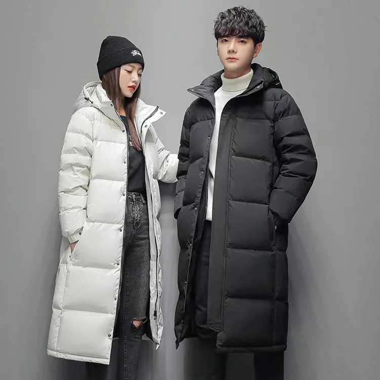 New Winter Men Black Long Duck Down Coats Hooded Casual Down Jackets Quality Mal