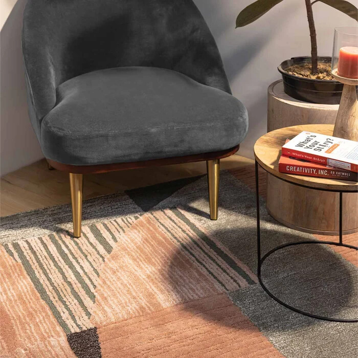 Multicolor Hand Tufted Wool Rug Modern Geometric Pattern Tufted Rug 8x10 9x10
