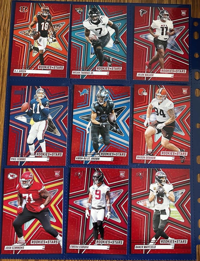Panini Rookies & Stars 2023 NFL Football Trading Card Lot 9 A.J. Green, Simms
