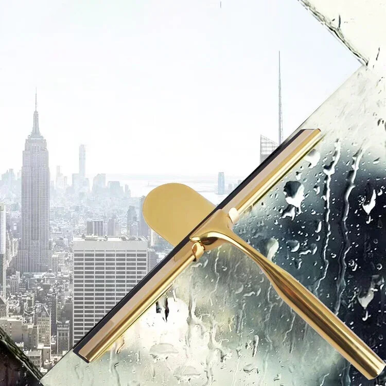 Window Glass Cleaning Tool with Handle Silicone Rubber Brush Bath Mirror Wipers