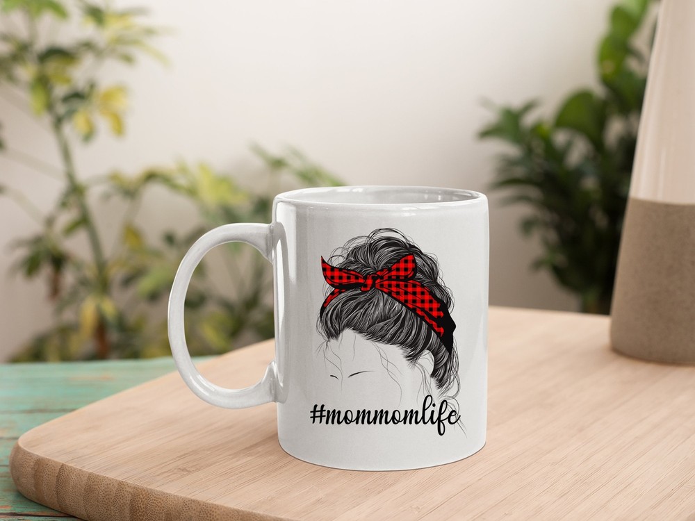 Curly Hair Mom Life Floral Messy Bun Mother's Day Gift Mug  