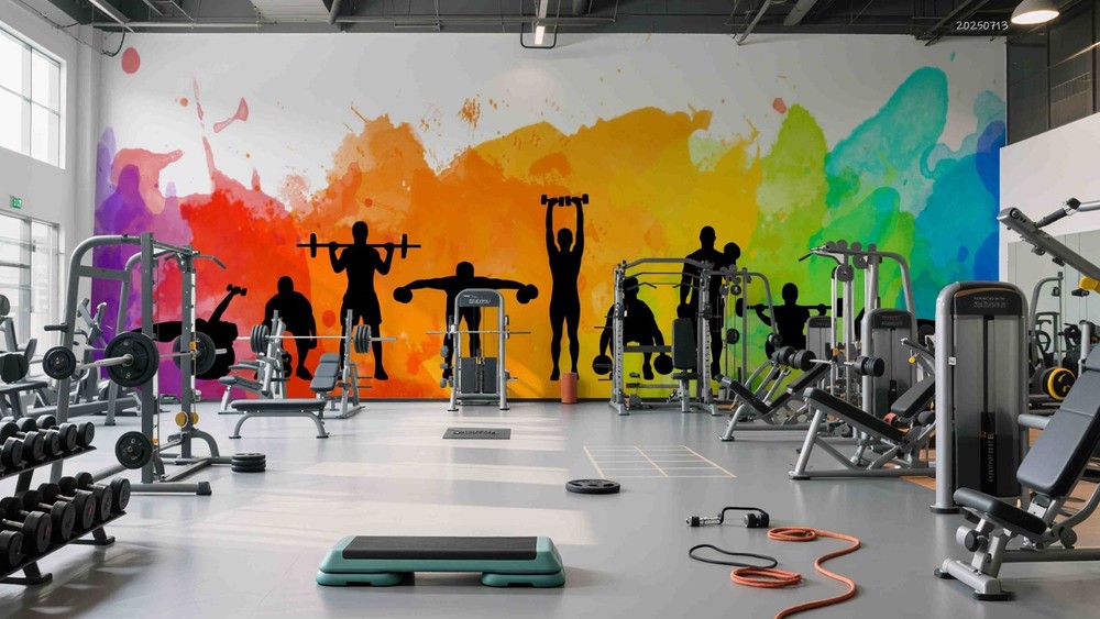 3D Gym Fitness Theme Illustration Wall Murals Wallpaper Murals Wall Sticker 7