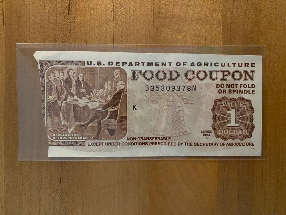 $1.00 - FOOD STAMP COUPON - Vintage USDA - Issued in Nov of 1994 - First Class.-image
