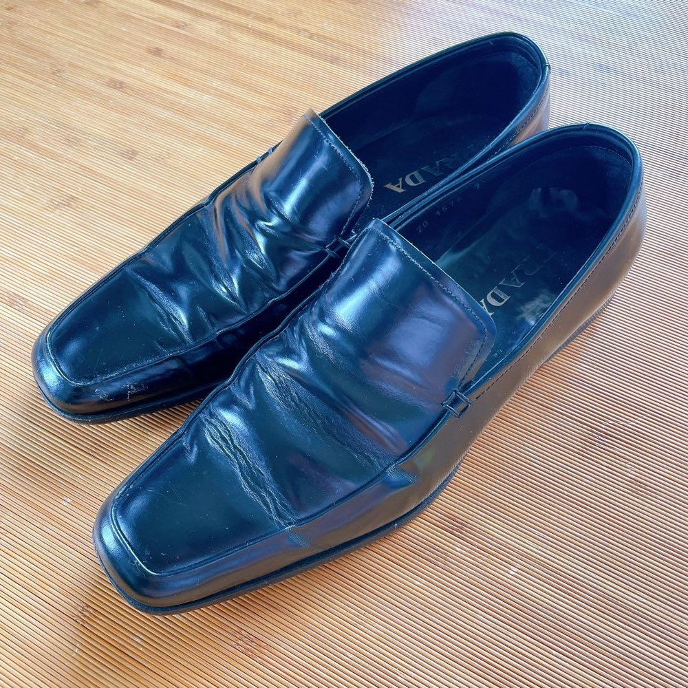 Prada Mens 9.0US Square Toe Loafers Vintage Archive Design