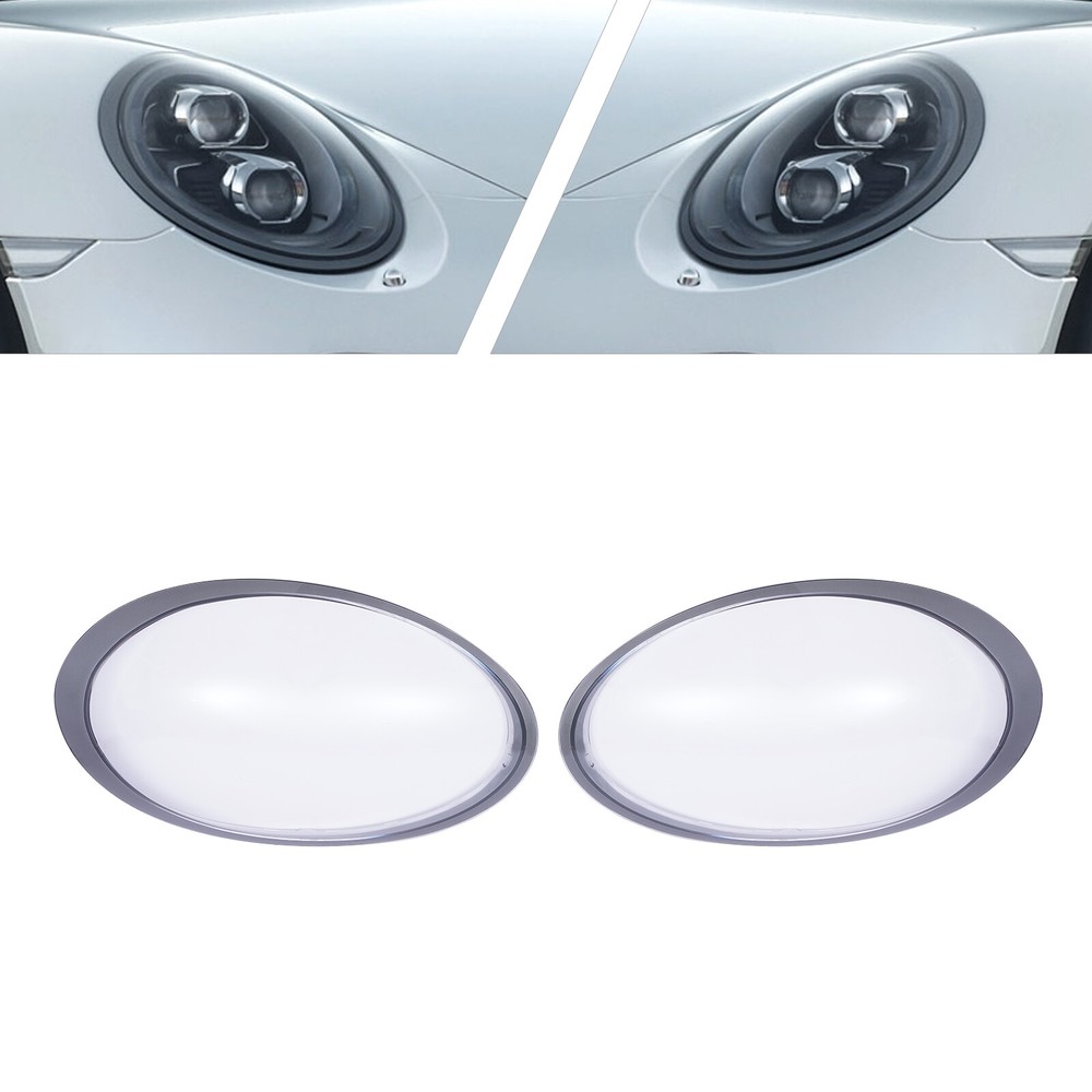 A Set Front Headlight Lens Cover Fit for Porsche 991 911 Targa/Carrera 2013-2018