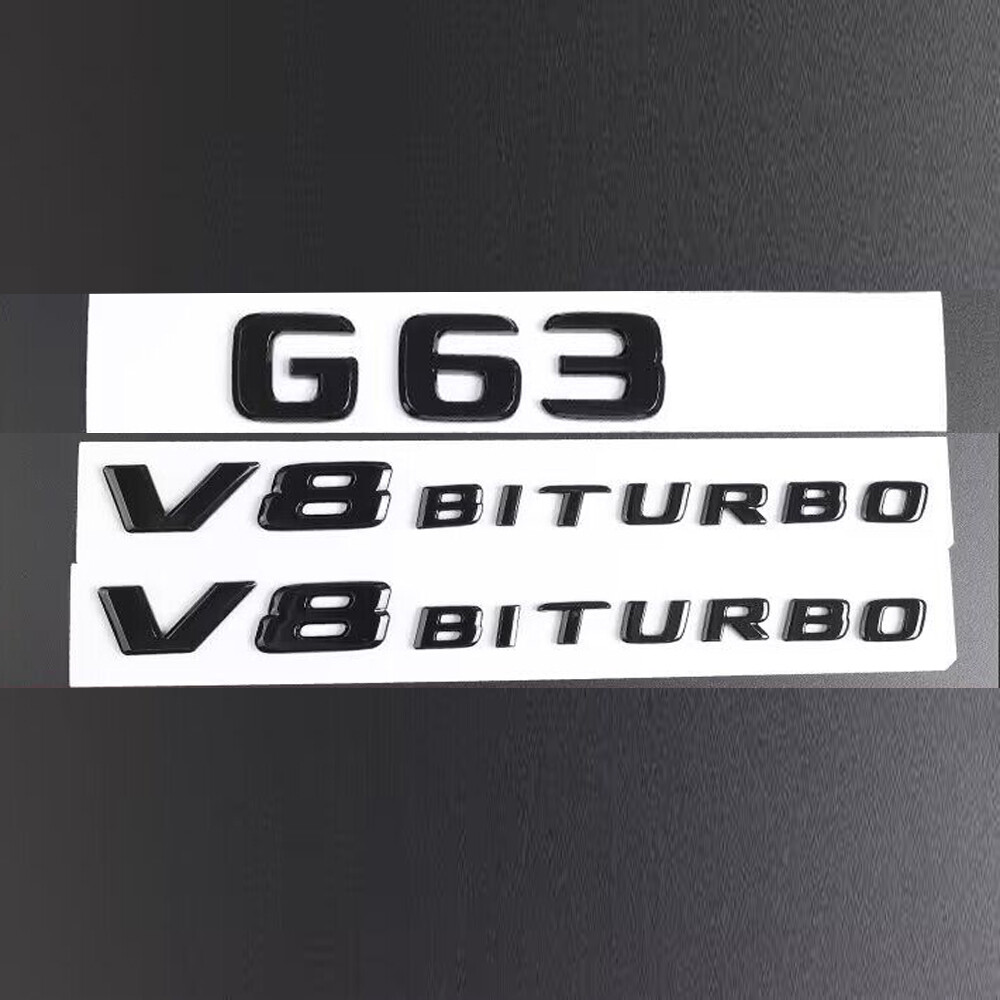 Gloss Black Flat G63 V8 BITURBO Trunk Embl Badge Sticker for AM-G W463