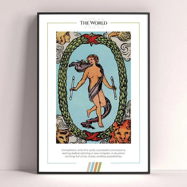 Tarot Card Art Print World Tarot Poster Printable Wall Decor
