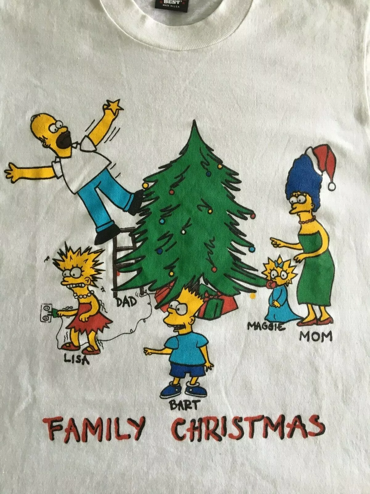 Vintage The Simpsons 'Family Christmas' Xmas shirt Adult S-5XL I0231