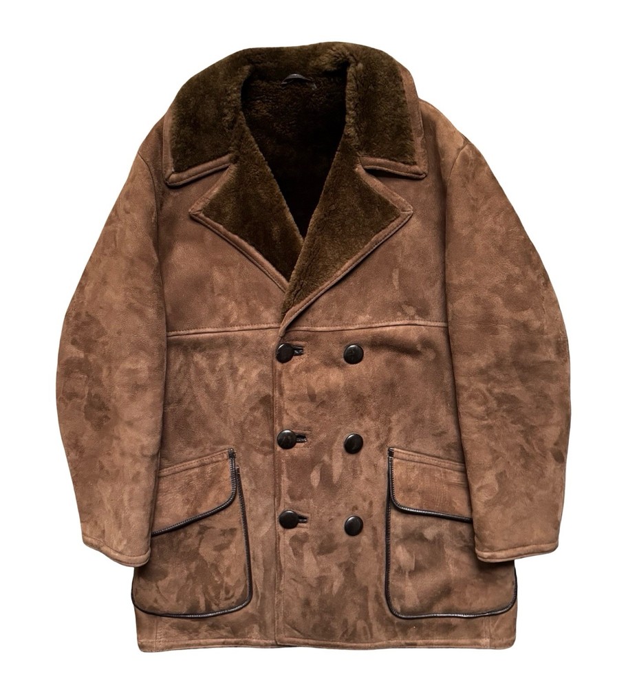 Sueded Shearling International Coat Mens Medium Sheepskin Double Breasted