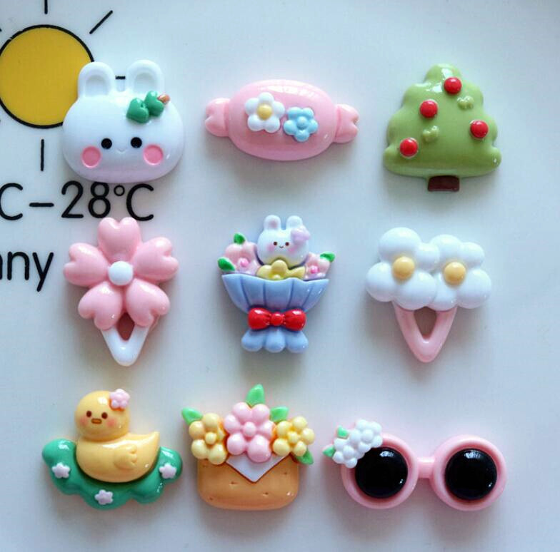 20Pcs Mixed Resin Flowers Sunglasses Flatback Buttons DIY Craft Hair Clips Decor