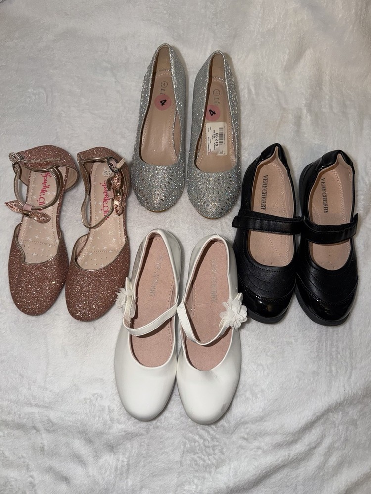 Girls Dress Shoes (4 Pairs), Size 4
