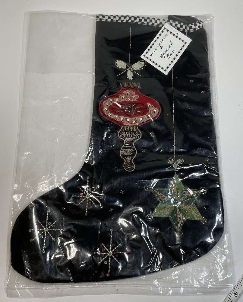 mckenzie childs Bendford Falls Christmas Stocking Beaded Embroidered