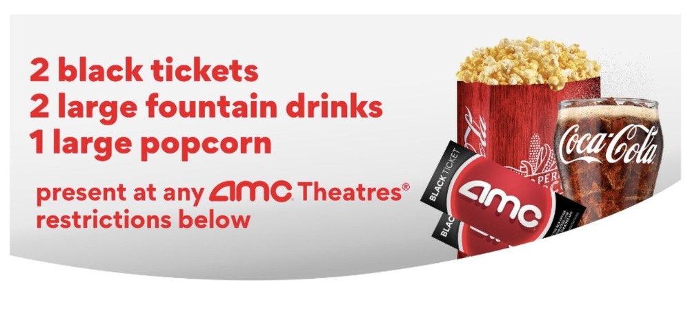 AMC Theaters 2x Black Tickets 2x Large Drinks 1x Large Popcorn - FAST E-DELIVERY