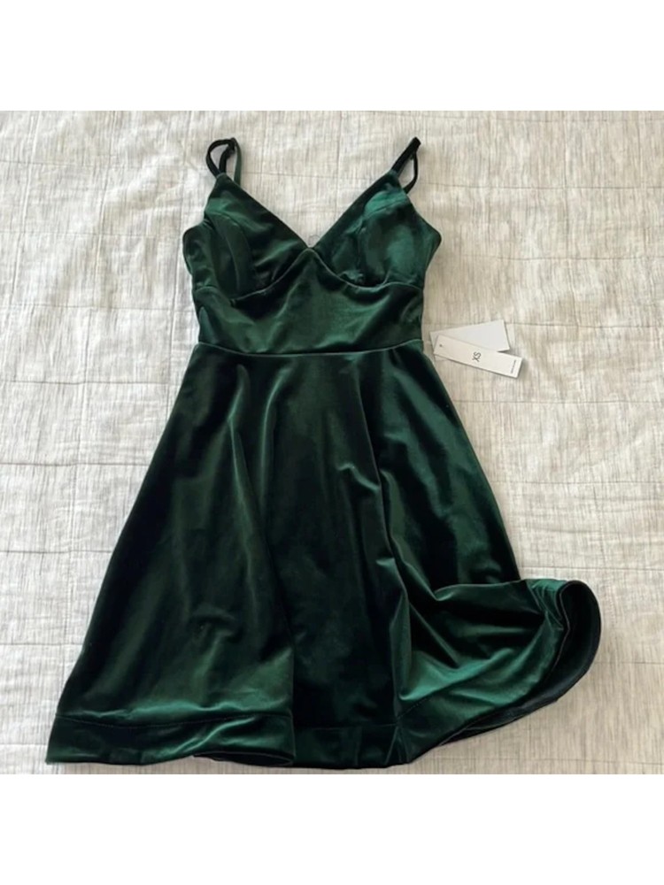 TEEZE ME Womens Green Lined Bodice Tulle Hem Short Dress L