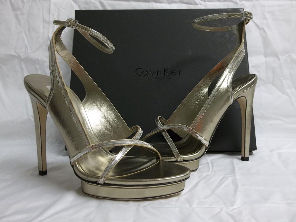 Calvin Klein Collection EU 40 US 10 Karina Argento Leather Heels New Women Shoes