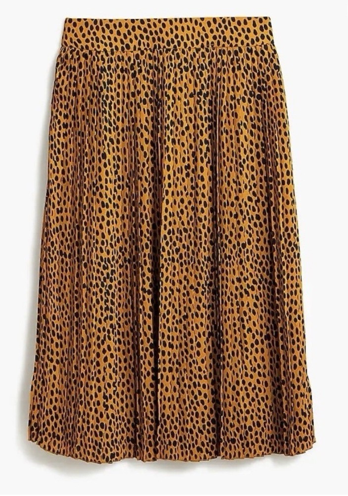J.Crew Pleated leopard cheetah animal print midi skirt Maximalist K3886 Size 8