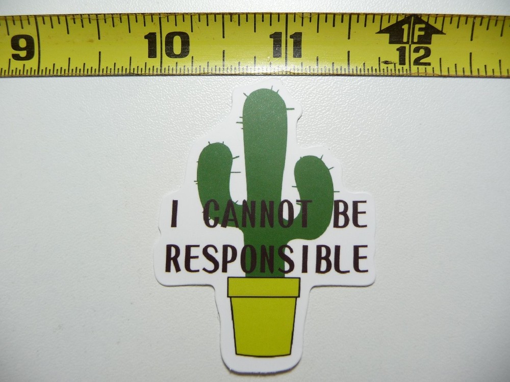 Sarcastic Cactus Sticker - I Cannot Be Responsible Funny Decal