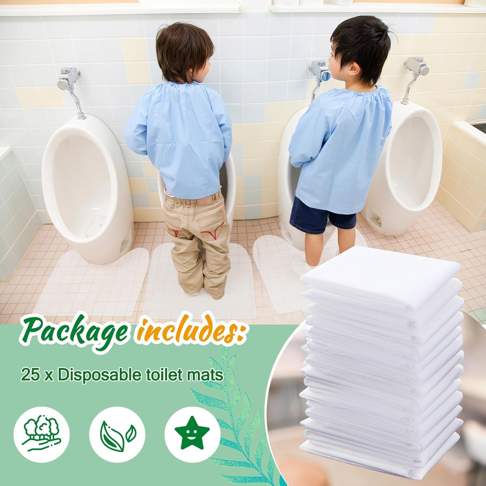 25 Pcs 24x24 Inch Disposable Toilet Mats for Floor Protection & Urine Concealment