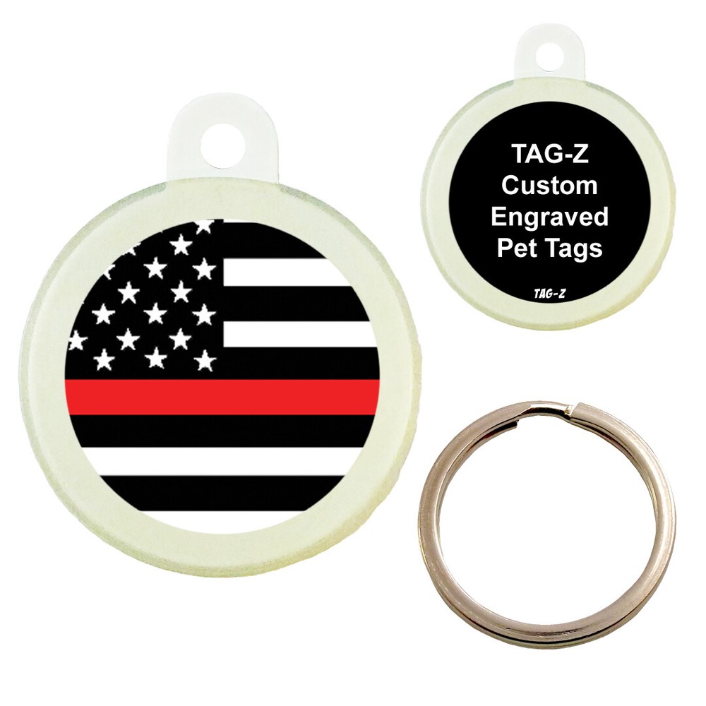 RED LINE FLAG - CUSTOMIZED - PET TAG - CIRCLE SHAPE - TAG-Z DOG TAGS