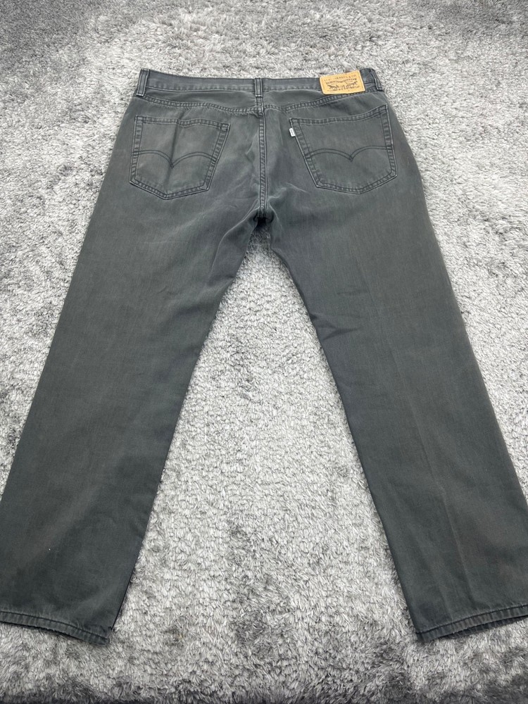 Levis 505 Jeans Men 38x30 Charcoal Gray Straight Leg Slim Fit White Tab Denim