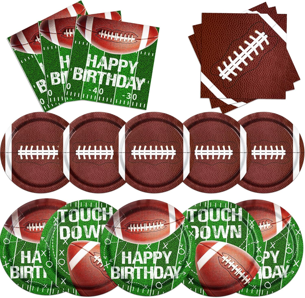 Football Party Supplies - Paper Plates & Napkins for Sports Themed Birthday Party