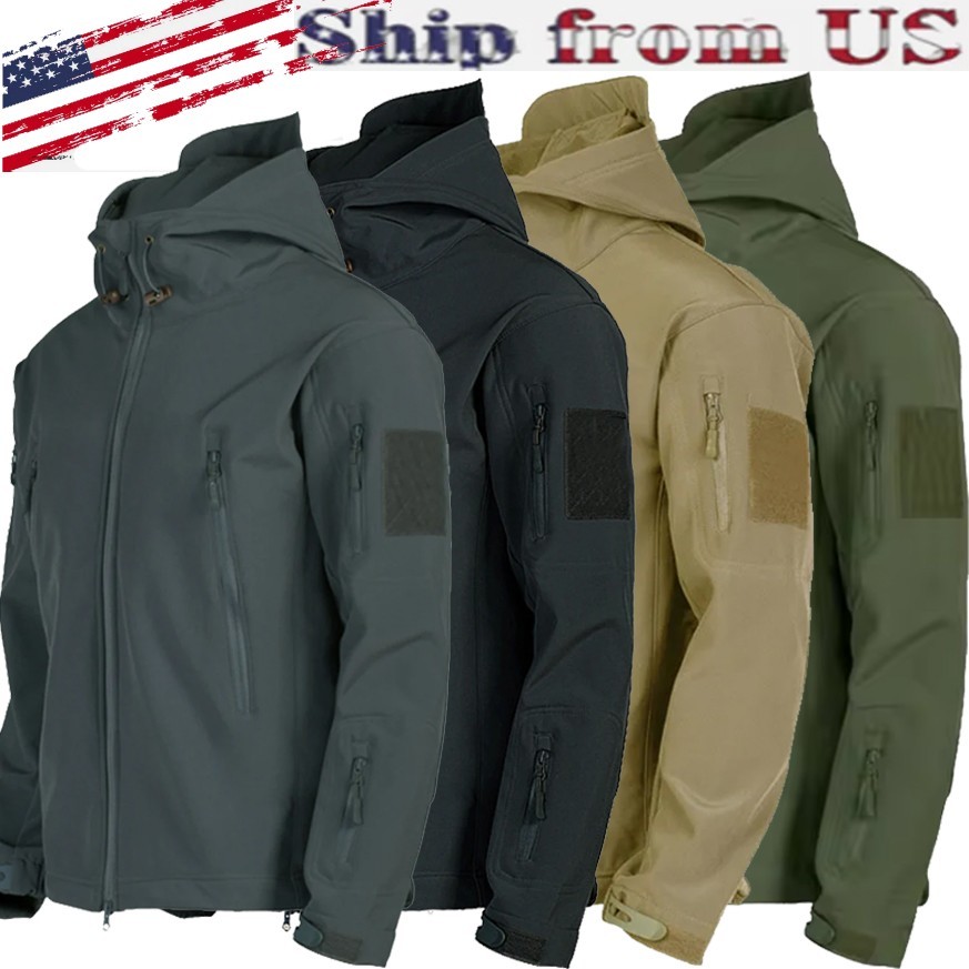 Tactical Jacket Mens Waterproof Military Soft Shell Work Windbreaker Jacket Coat