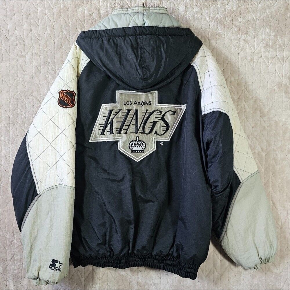 VTG Los Angeles Kings Starter Jacket Mens XL Hooded Full Zip Rare 90s Sportswear