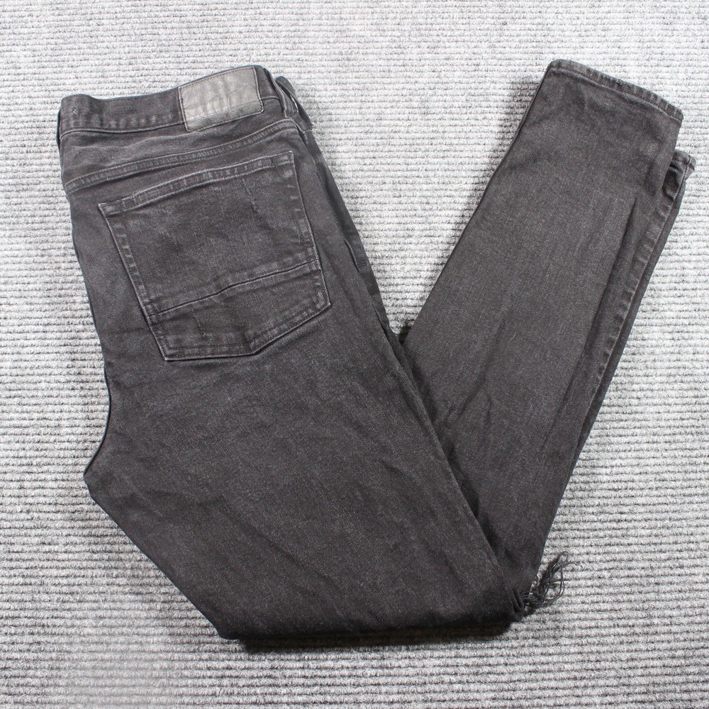 PacSun Jeans Mens 34x32 Black Stacked Skinny Distressed Knees