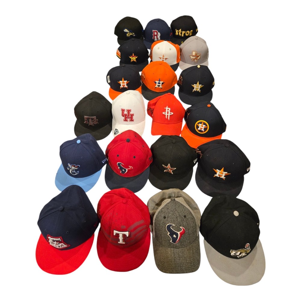 Lot of 21 Texas Baseball Hat Collection MLB & Minor League, Most New Era 59FIFTY