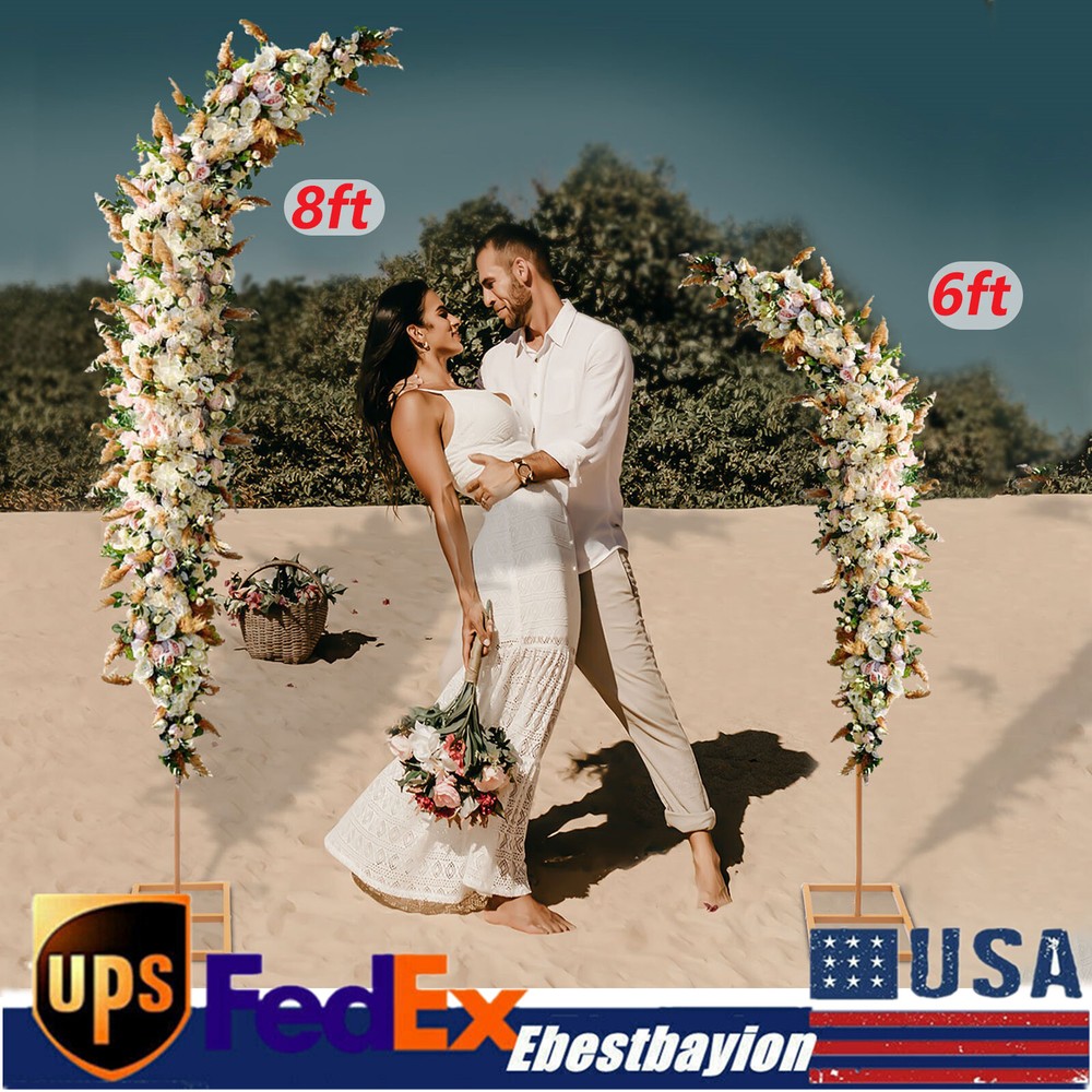 Set of 2 Gold Metal Wedding Arch Rack Flowers Frame Stand Party Backdrop Decor