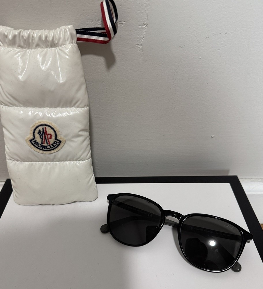 Moncler ML 0190 03D Black Polarized Round Sunglasses 54mm Frame 19mm Bridge 145mm Temple
