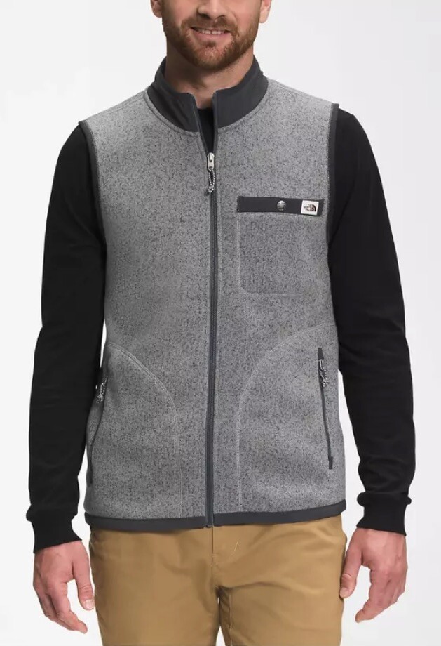 The North Face Mens XL Gordon Lyons Full Zip Fleece Vest Grey Heather NWT
