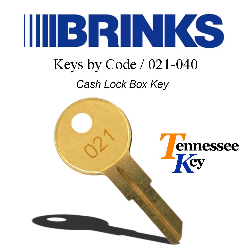 Brinks Cash Lock Box Replacement Key Single Sided Codes 021-040