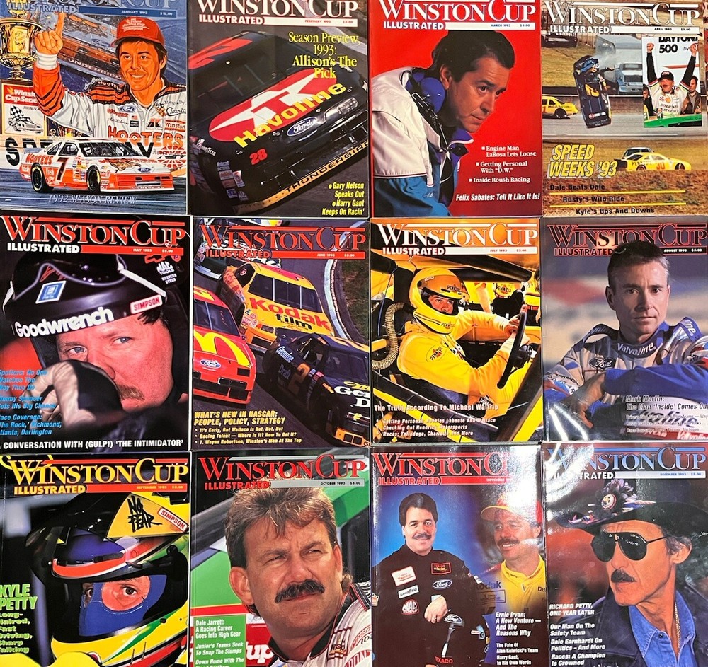 1993 Winston Cup Illustrated Full Year Set - 12 Vintage NASCAR Magazines-image